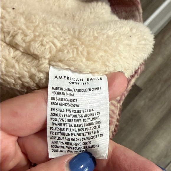 American Eagle Outfitters Cream and Pink Plaid Shacket / Jacket - Picture 6 of 7
